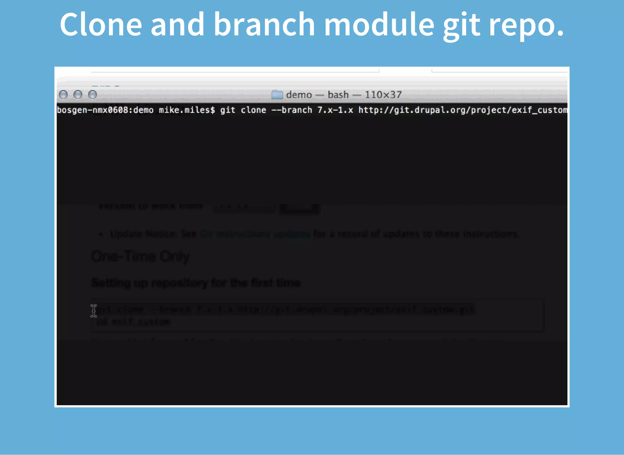 Clone and branch module git repo.
 