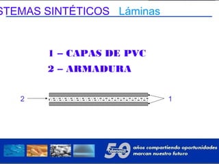 1 – CAPAS DE PVC
2 – ARMADURA
STEMAS SINTÉTICOS Láminas
12
 