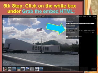 5th Step: Click on the white box  under  Grab the embed HTML:   