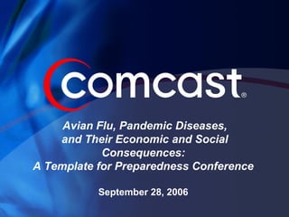  Avian Flu, Pandemic Diseases,
 and Their Economic and Social 
Consequences:
A Template for Preparedness Conference
September 28, 2006
 