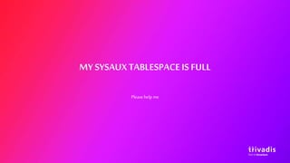 MY SYSAUXTABLESPACEIS FULL
Pleasehelp me
 