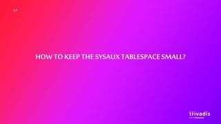 37
HOW TOKEEPTHE SYSAUXTABLESPACESMALL?
 
