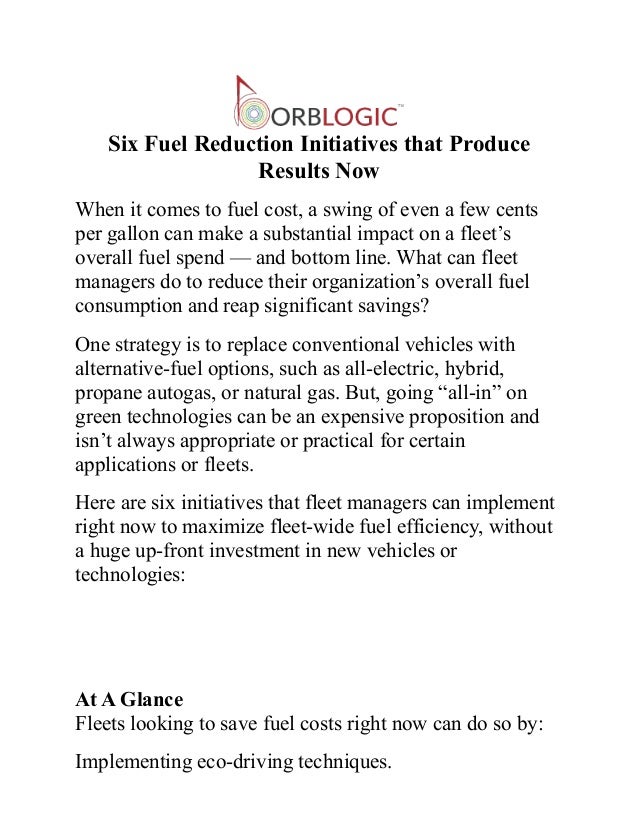 Fuel Reduction Initiatives that Produce Results Now