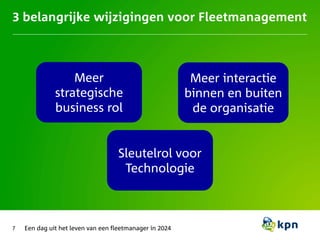3 belangrijke wijzigingen voor Fleetmanagement
7
Meer
strategische
business rol
Sleutelrol voor
Technologie
Meer interactie
binnen en buiten
de organisatie
Een dag uit het leven van een fleetmanager in 2024
 