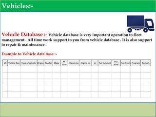 Basic Vehicle Database Structure Fleet managment | PPTX