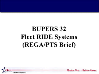 BUPERS 32 Fleet RIDE Systems (REGA/PTS Brief) UPDATED 1/25/2012 