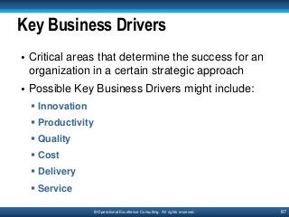 87© Operational Excellence Consulting. All rights reserved.
Key Business Drivers
• Critical areas that determine the succe...