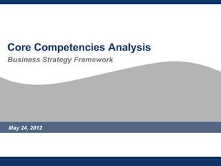 Core Competencies Analysis
Business Strategy Framework




May 24, 2012
 
