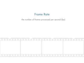 Frame Rate
the number of frames processed per second (fps)
 