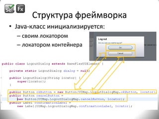 Структура фреймворкаJava-класс инициализируется:своим локаторомлокатором контейнера