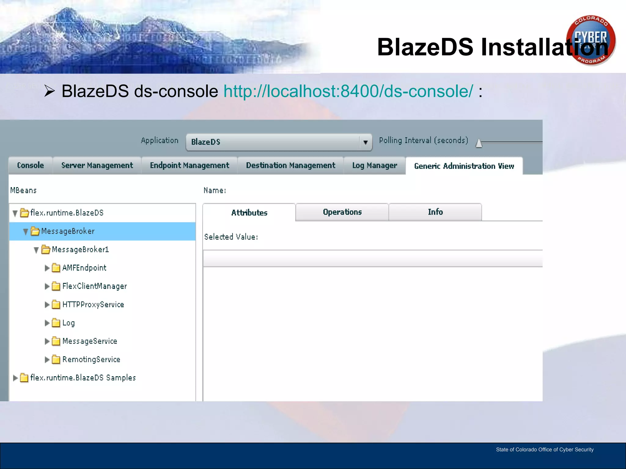 BlazeDS Installation BlazeDS ds-console  http://localhost:8400/ds-console/  : 