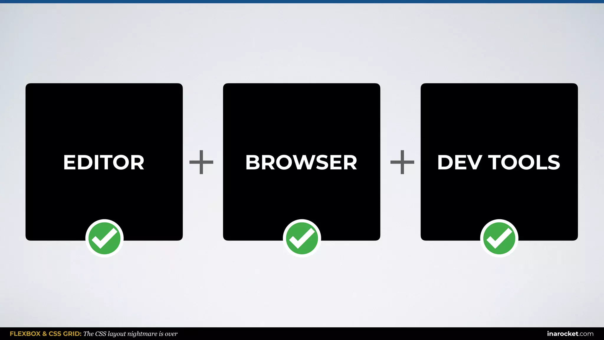 FLEXBOX & CSS GRID: The CSS layout nightmare is over inarocket.com
+BROWSER DEV TOOLSEDITOR +
 