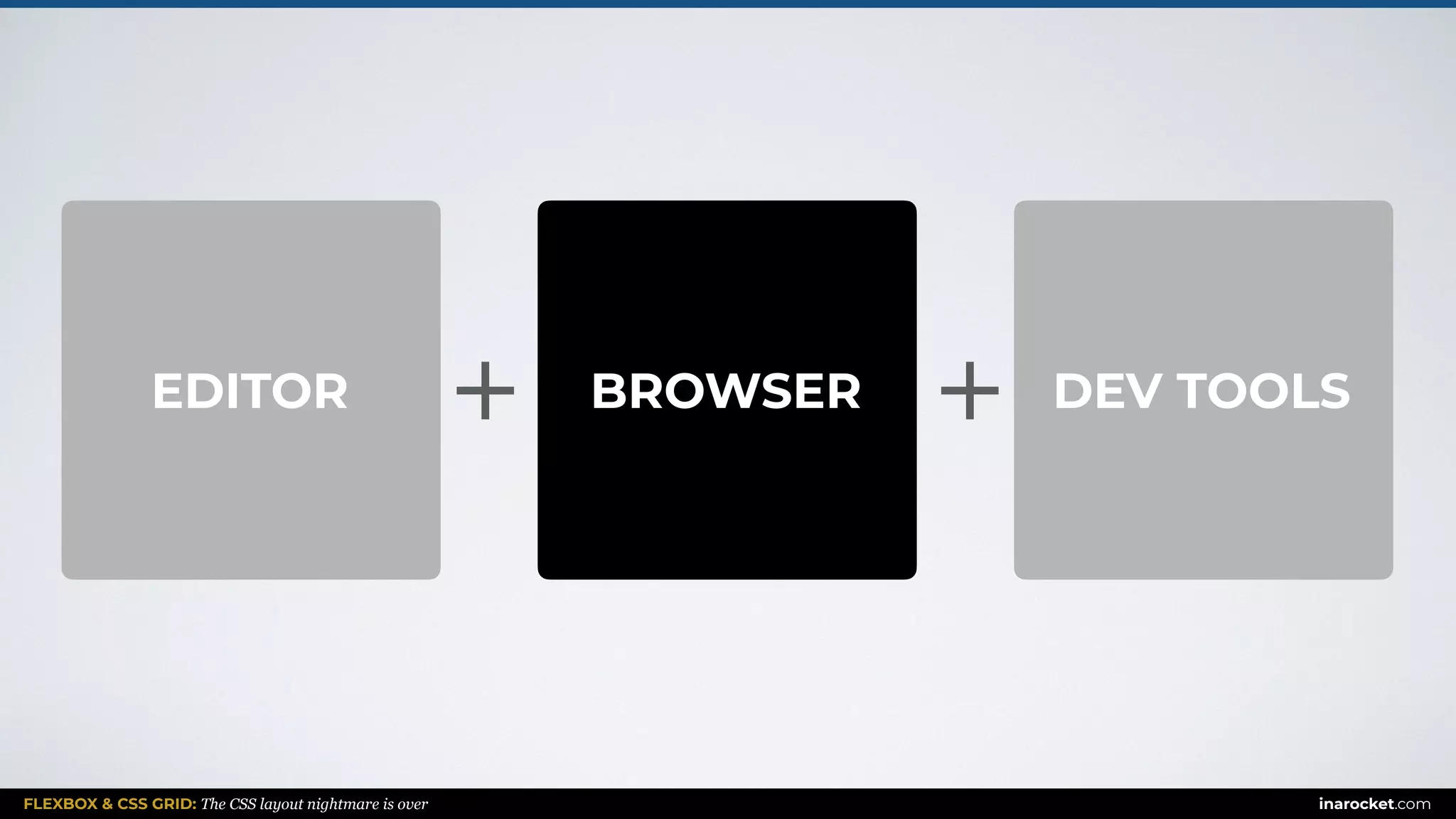 FLEXBOX & CSS GRID: The CSS layout nightmare is over inarocket.com
BROWSER DEV TOOLSEDITOR ++
 