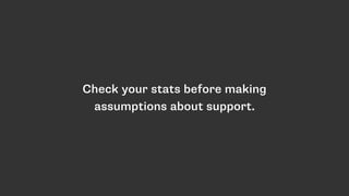 Check your stats before making
assumptions about support.
 