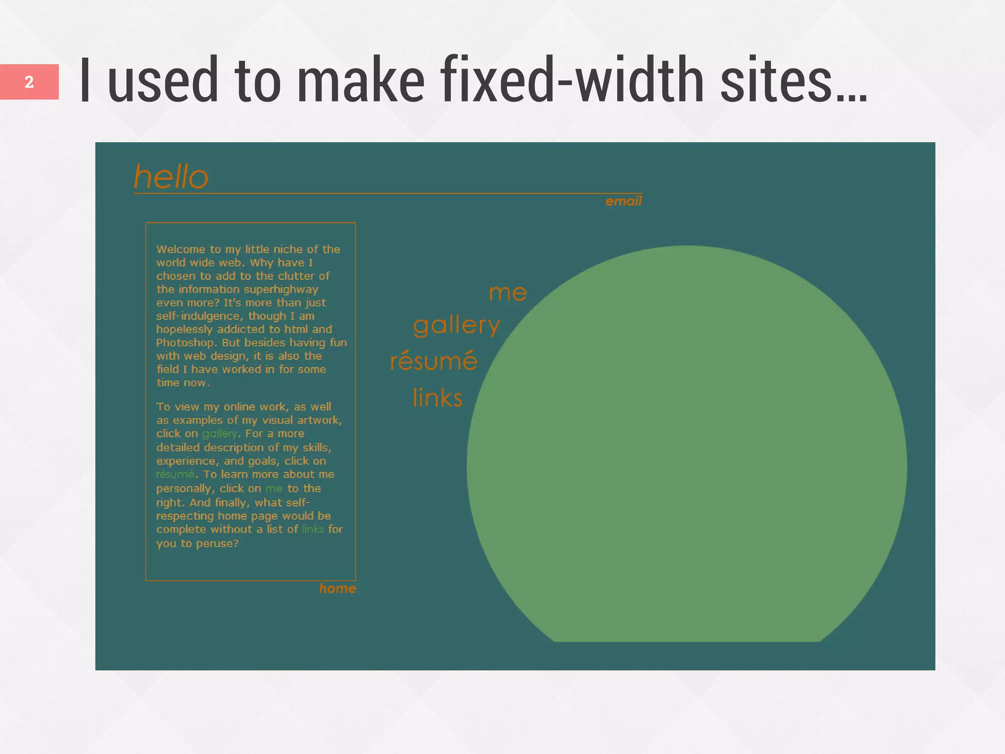 I used to make fixed-width sites…2
 