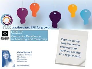 practice-based CPD for growth
Chrissi Nerantzi
Academic Developer
Manchester
Metropolitan
University
@chrissinerantzi
 