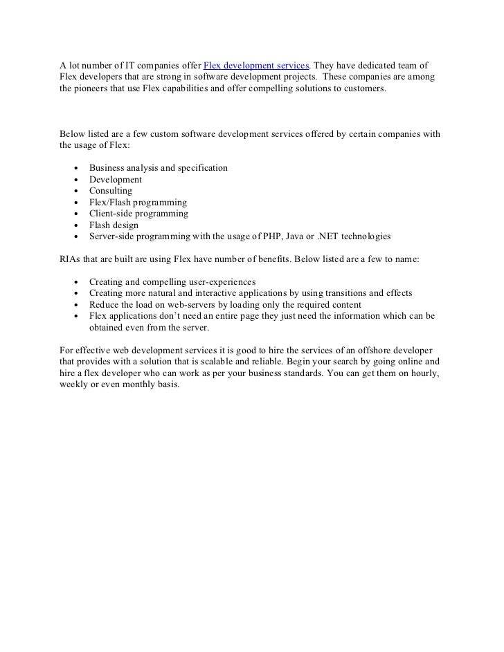 Flex developer best leverages flex capabilities