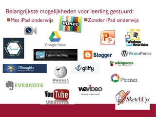 Belangrijkste mogelijkheden voor leerling gestuurd:
Met iPad onderwijs

Zonder iPad onderwijs

 
