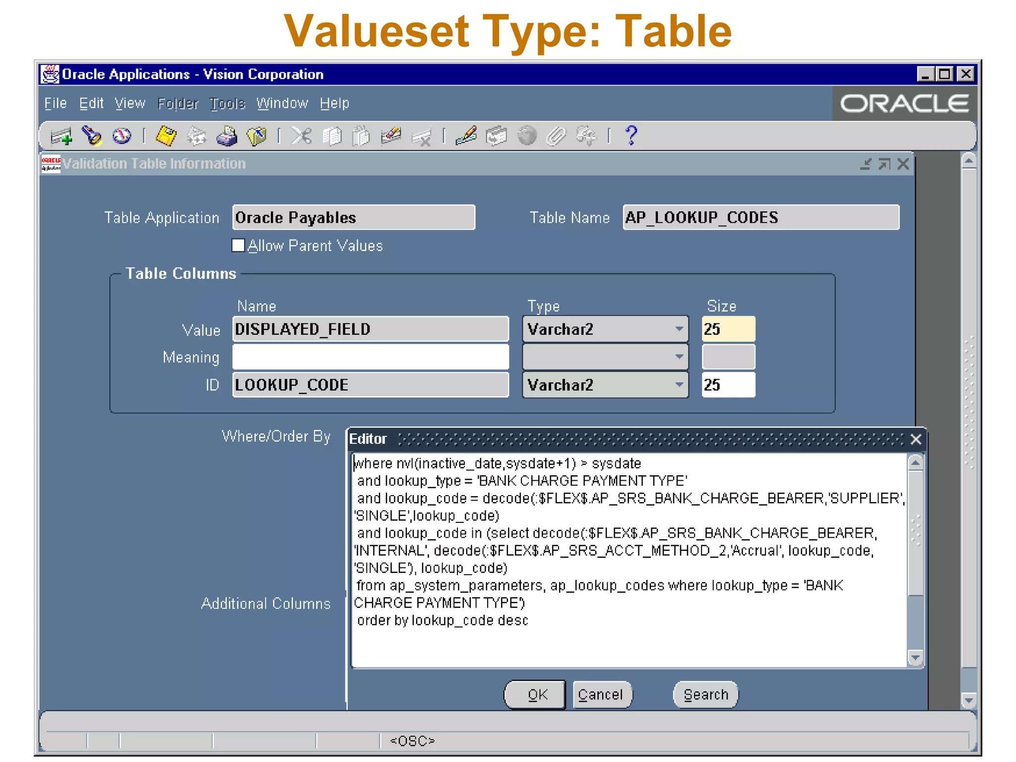 Valueset Type: Table
 