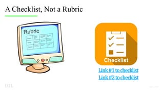 A Checklist, Not a Rubric
Checklist
bit.ly/CheckDahl
Link#1tochecklist
Link#2tochecklist
 