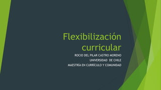 Flexibilización
curricular
ROCIO DEL PILAR CASTRO MORENO
UNIVERSIDAD DE CHILE
MAESTRÍA EN CURRÍCULO Y COMUNIDAD
 