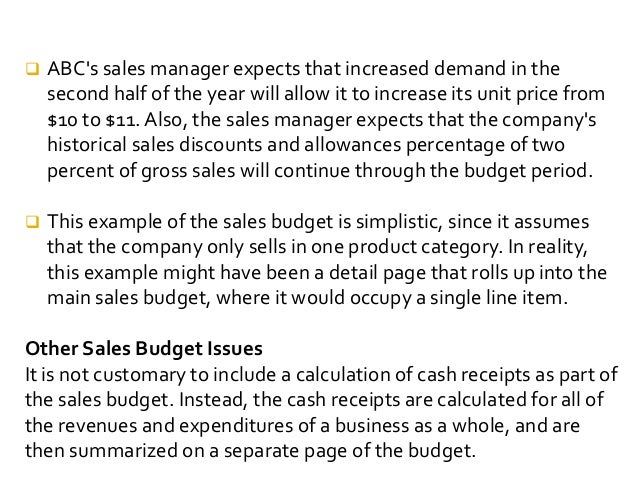 flexible budget and sales budget flexible budget example