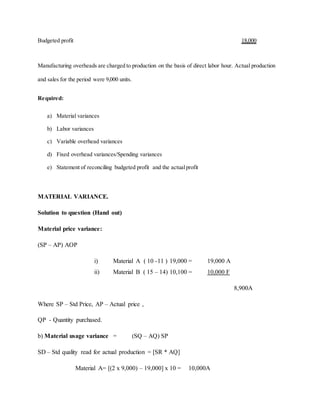 Flexible budgets and basic variance analysis (DAC 203 Management Accounting)