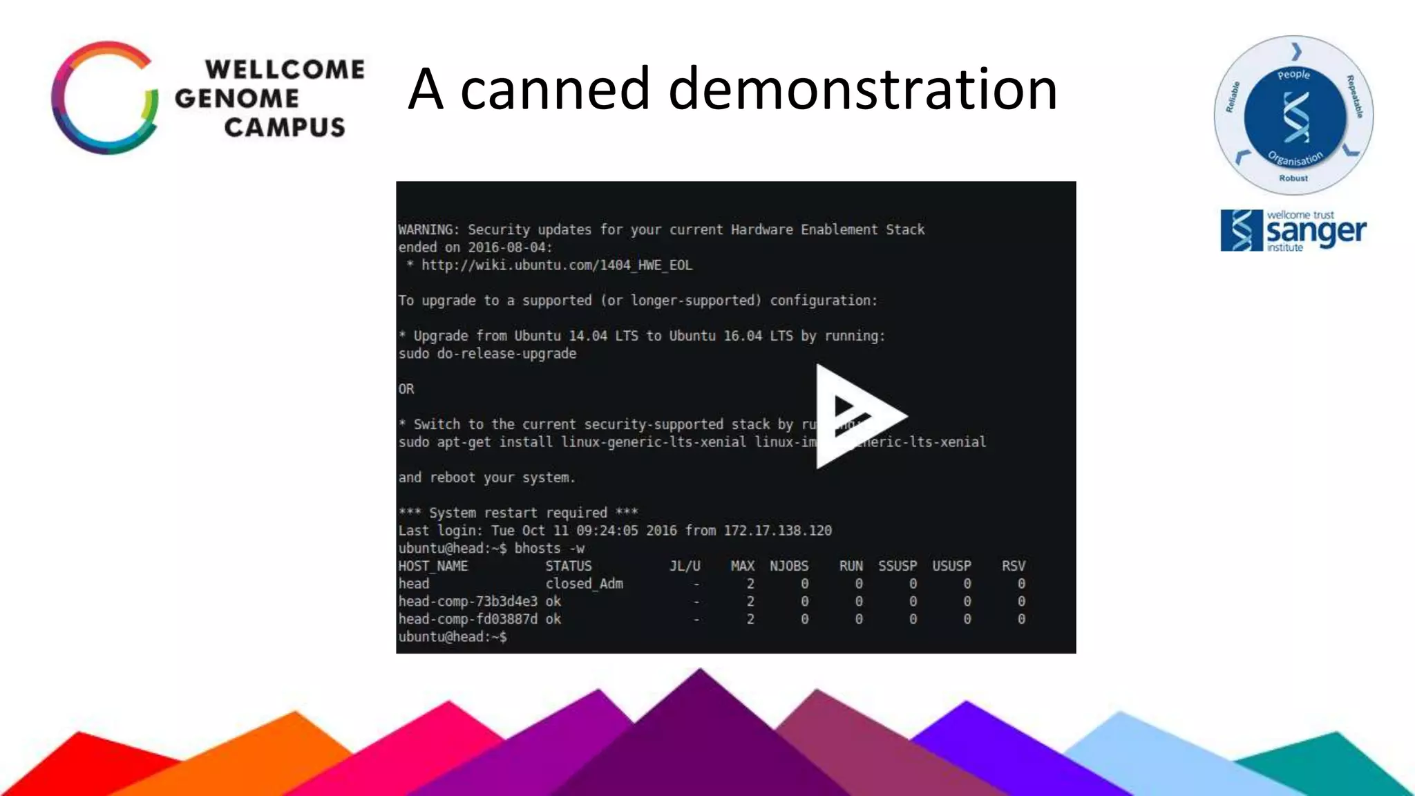 A canned demonstration
 