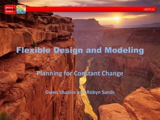 ODTUG




Flexible Design and Modeling

    Planning for Constant Change

      Gwen Shapira and Robyn Sands
 