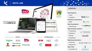 |
3
DATA LAB
Clients Collaborations
EXPERTISE
Data Pipelines
Cop21
TerraRush
Predictive maintenance
ERDF
Data Vizualisation
SolarImpulse
Recommender systems
PriceMinister
WikiDistrict
Clickalto
HobbyStreet
Marketing Automation
Performics
RadiumOne
Open Data
Accessible.net
 