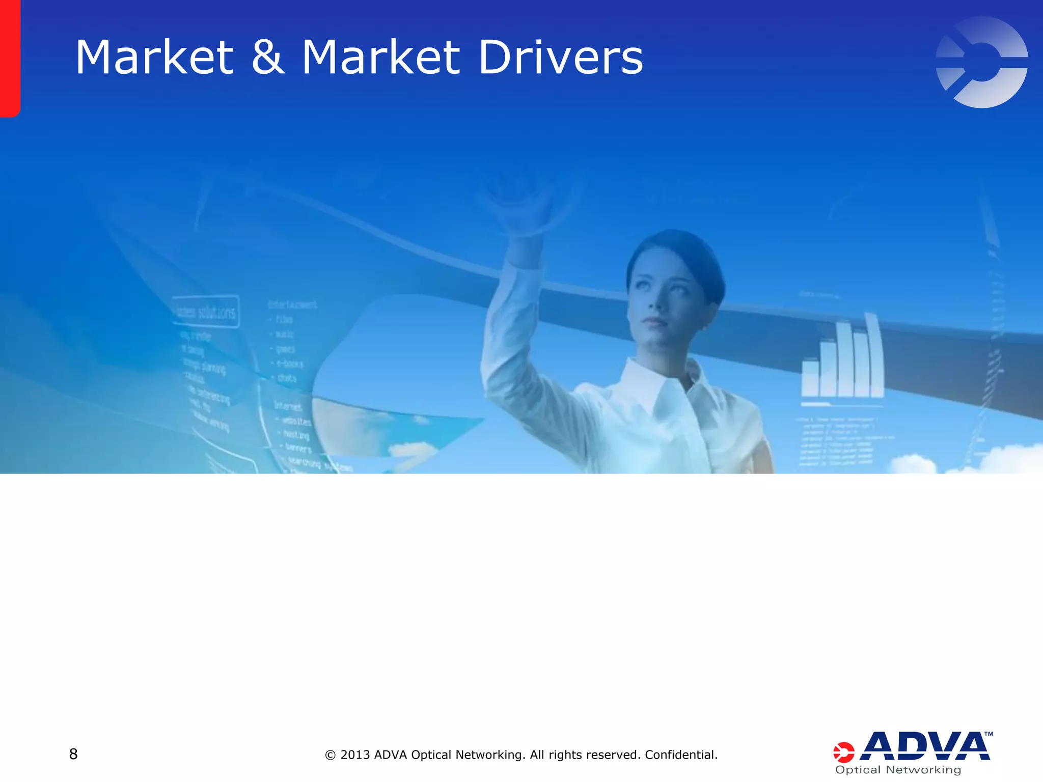 Market & Market Drivers

8

© 2013 ADVA Optical Networking. All rights reserved. Confidential.

 