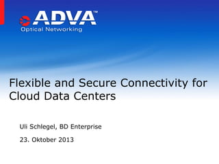 Flexible and Secure Connectivity for
Cloud Data Centers
Uli Schlegel, BD Enterprise
23. Oktober 2013

 