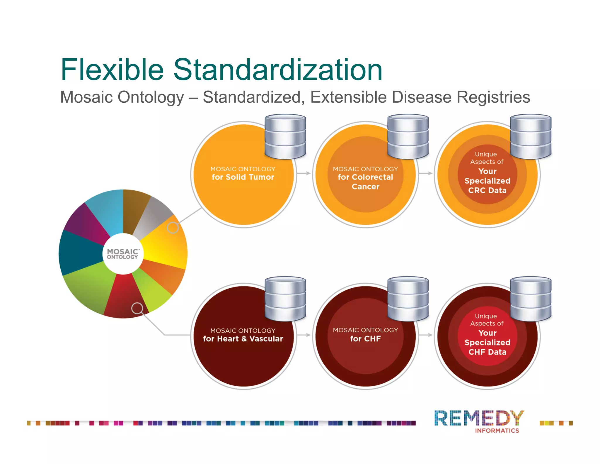 Flexible Standardization
Mosaic Ontology – Standardized, Extensible Disease Registries
 