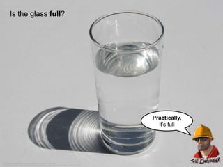 Is the glass full?
* http://examinetheglass.com/wp-content/uploads/2011/08/glass-of-water1.jpg
* http://glsindia.com/wp-content/uploads/2013/08/team_fortress_2__the_engineer_by_onosaka_yuha-d47vyqv1.jpg
Full enough
Practically,
it’s full
 