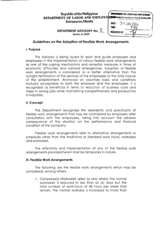 Flexible Work Arrangement Guidelines by DOLE