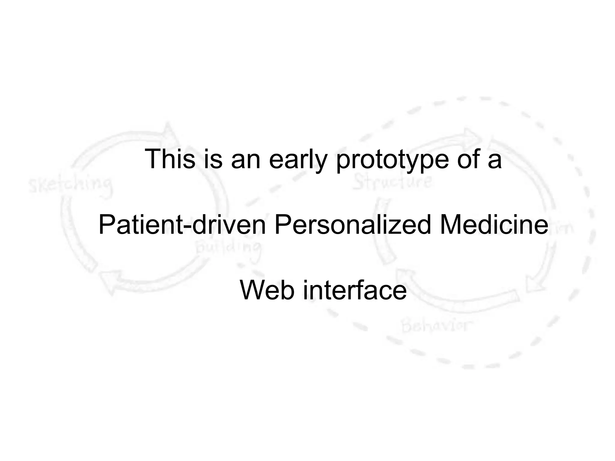 This is an early prototype of a

Patient-driven Personalized Medicine

           Web interface
 