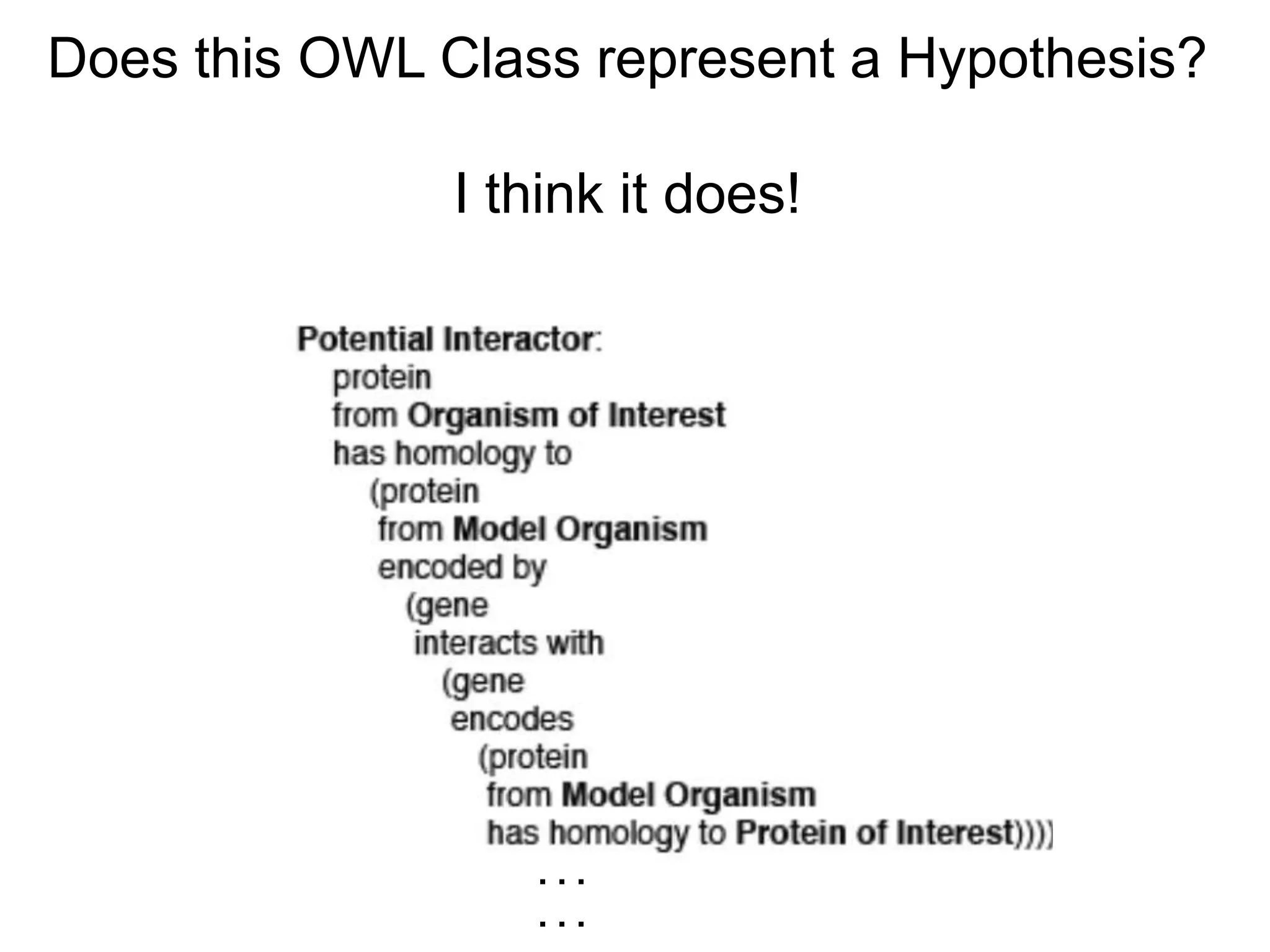 Does this OWL Class represent a Hypothesis?

               I think it does!




                  ...
                  ...
 