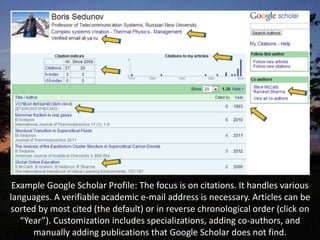 Improving University Rankings through Google Scholar Profiles | PPTX