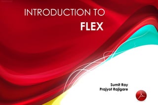 INTRODUCTION TO
          FLEX




                   Sumit Ray
             Prajyot Rajigare
 