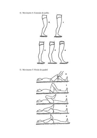 4) Movimento 4: Extensão de joelho
5) Movimento 5: Flexão de quadril
 