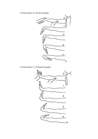 12) Movimento 12: Flexão de punho
13) Movimento 13: Extensão de punho
 