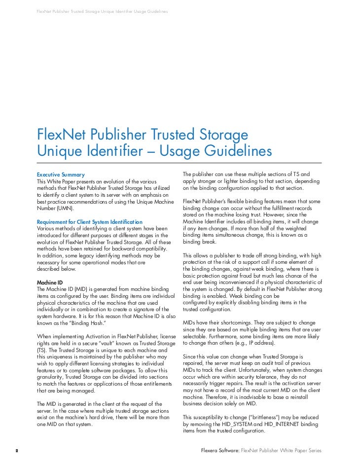 flexnet trusted storage location
