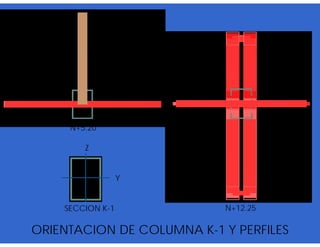 ORIENTACION DE COLUMNA K-1 Y PERFILES
N+5.20
N+12.25
Y
Z
SECCION K-1
 