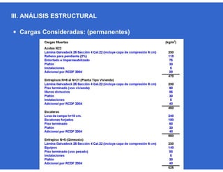  Cargas Consideradas: (permanentes)
III. ANÁLISIS ESTRUCTURAL
 