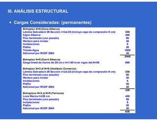  Cargas Consideradas: (permanentes)
III. ANÁLISIS ESTRUCTURAL
 