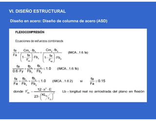 VI. DISEÑO ESTRUCTURAL
Diseño en acero: Diseño de columna de acero (ASD)
 