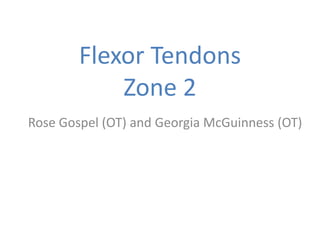 Flexor Tendons
Zone 2
Rose Gospel (OT) and Georgia McGuinness (OT)
 