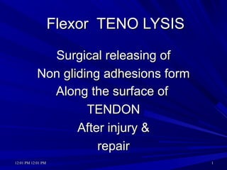 Flexor tenolysis | PPT