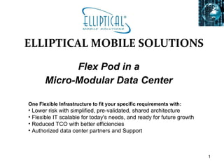 ELLIPTICAL MOBILE SOLUTIONS Flex Pod in a  Micro-Modular Data Center  ,[object Object],[object Object],[object Object],[object Object],[object Object]