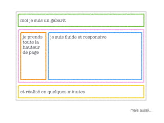 moi je suis un gabarit
je prends
toute la
hauteur
de page
je suis ﬂuide et responsive
et réalisé en quelques minutes
mais aussi…
 